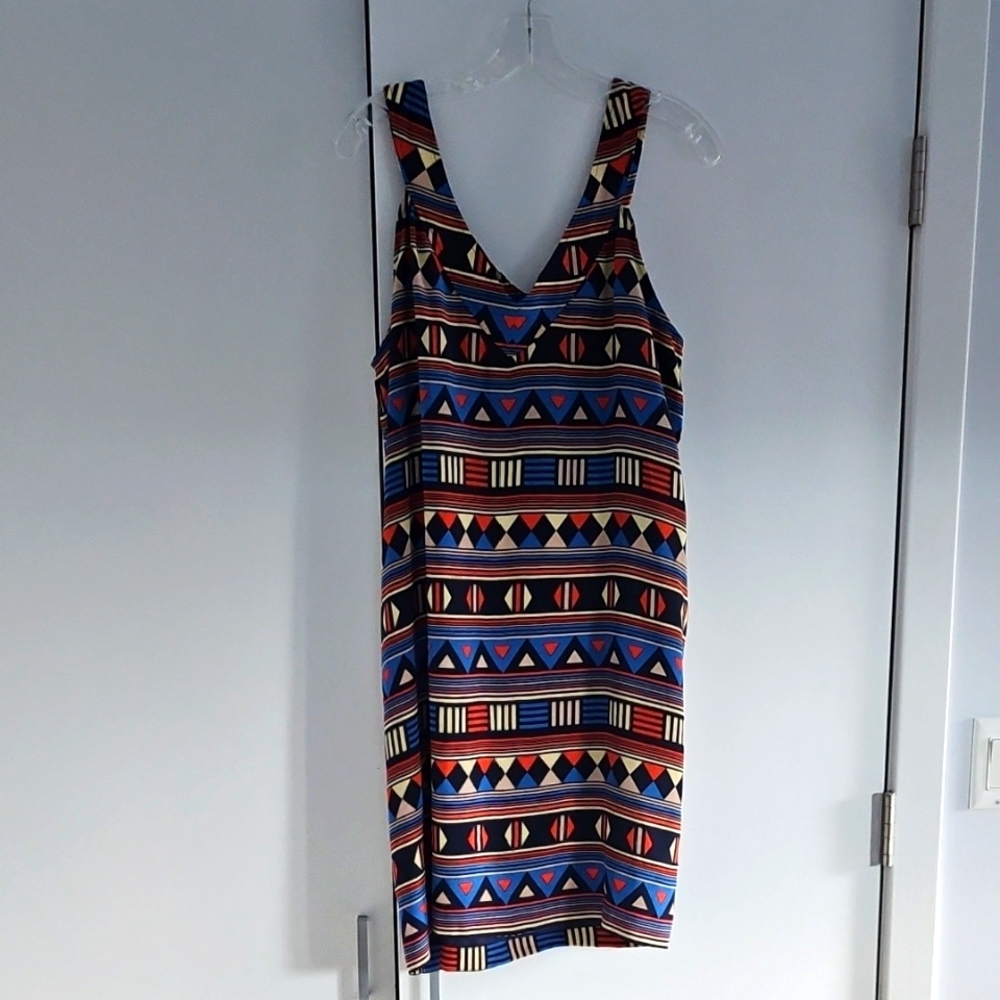 Marc Jacobs Blue and Orange Sleeveless V-Neck Sundress